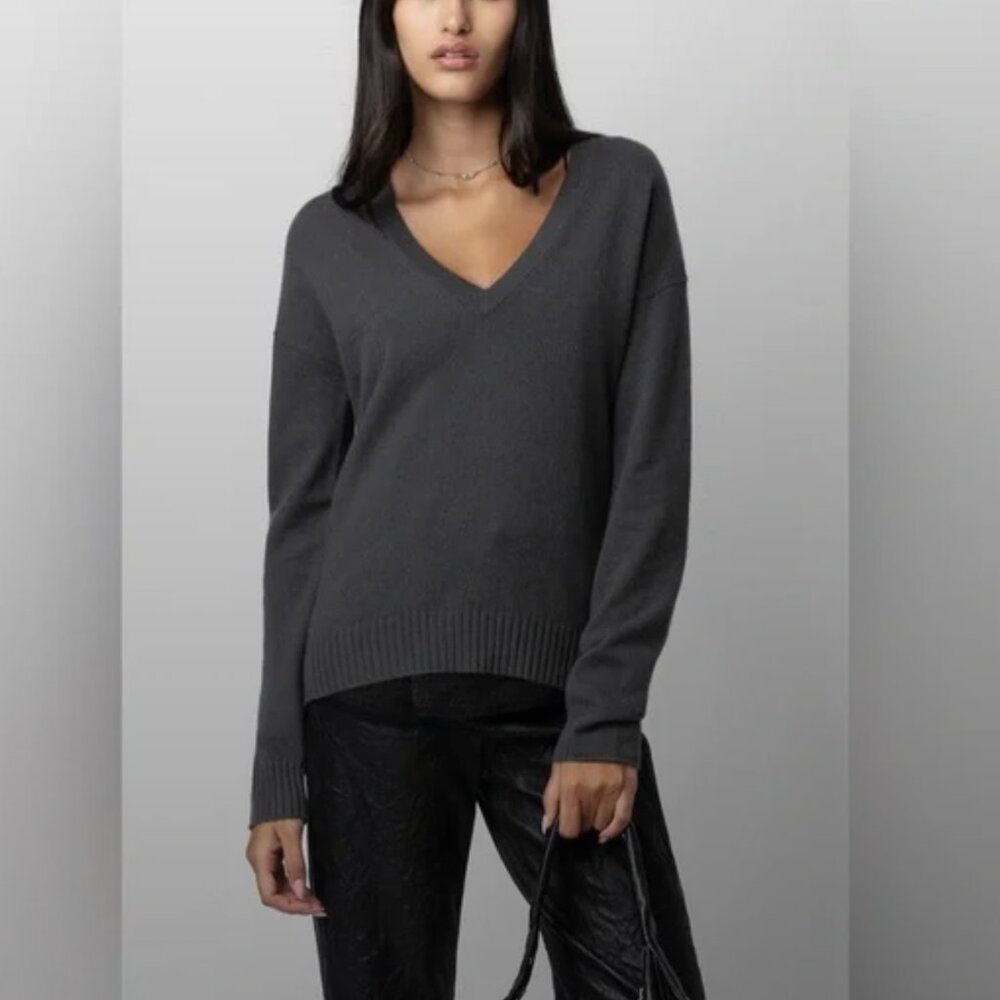 Zadig and Voltaire 100% Cashmere Vivi Patch Sweater Size XS